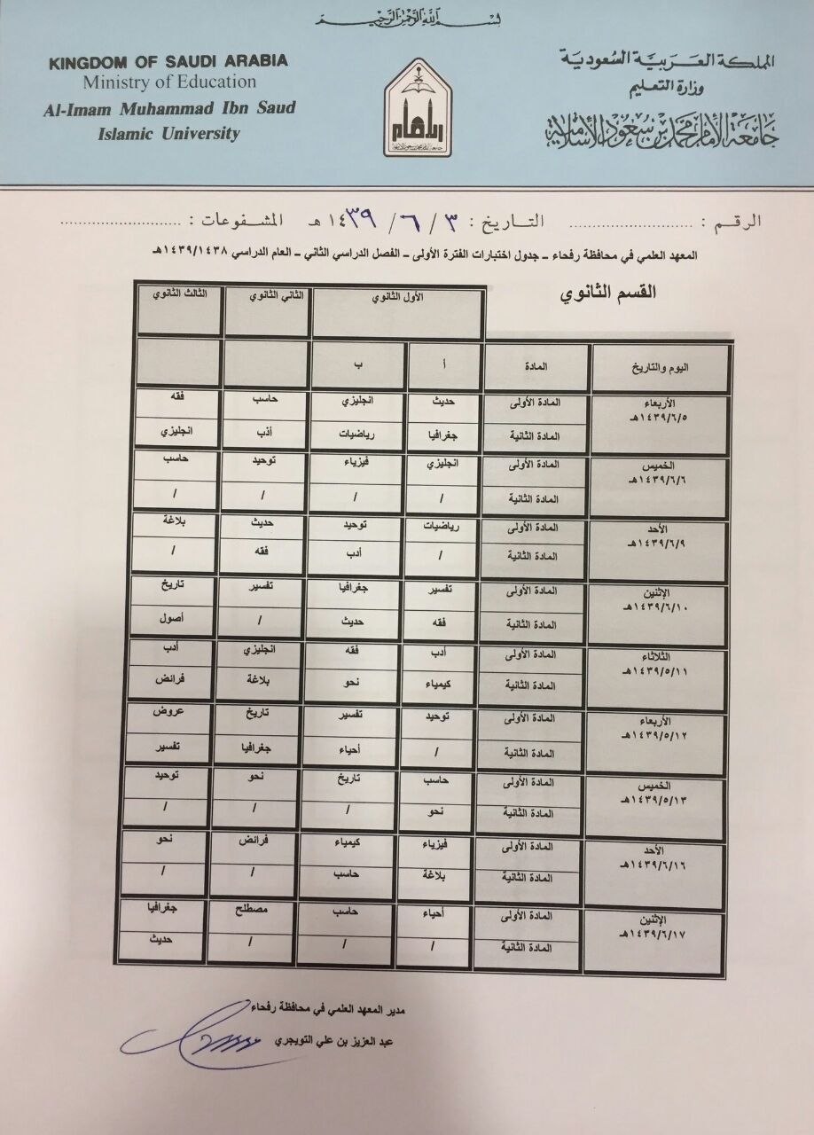 اختبارات الفتره الاولى